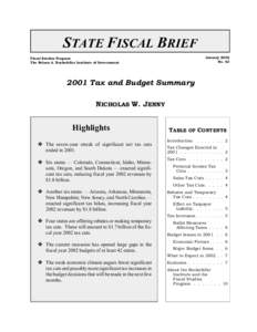 STATE FISCAL BRIEF January 2002 No. 63 Fiscal Studies Program The Nelson A. Rockefeller Institute of Government