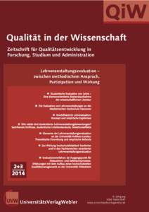 QiW Qualität in der Wissenschaft Zeitschrift für Qualitätsentwicklung in Forschung, Studium und Administration  Lehrveranstaltungsevaluation –