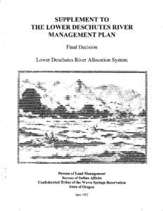 1997 Final Decision on Supplement to the Lower Deschutes River Management Plan