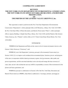 COOPERATIVE AGREEMENT BETWEEN THE NEW YORK STATE DEPARTMENT OF ENVIRONMENTAL CONSERVATION,