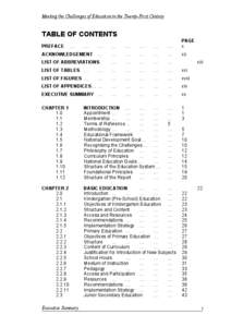 Meeting the Challenges of Education in the Twenty-First Century  TABLE OF CONTENTS …  …