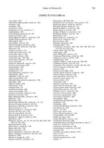 Index to Volume[removed]INDEX TO VOLUME 84 1-pyrroline—679