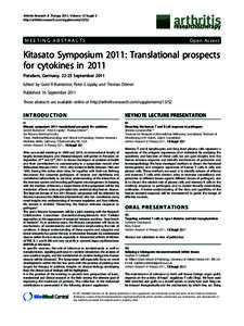 Arthritis Research & Therapy 2011, Volume 13 Suppl 2 http://arthritis-research.com/supplements/13/S2 MEETING ABSTRACTS  Open Access