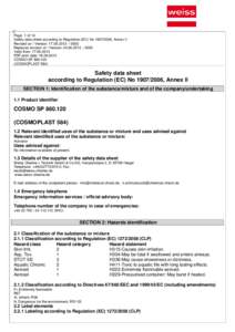 Page 1 of 14 Safety data sheet according to Regulation (EC) No, Annex II Revised on / Version:  Replaces revision of / Version:  Valid from: PDF print date: 