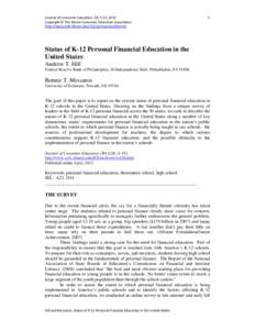 Journal of Consumer Education, 28, 1-15, 2011 Copyright © The Illinois Consumer Education Association http://www.cefe.illinois.edu/JCE/archives/vol28.html 1