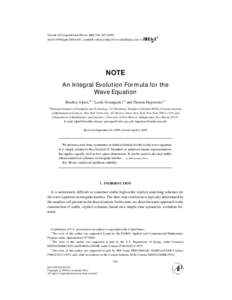 Journal of Computational Physics 162, 536–[removed]doi:[removed]jcph[removed], available online at http://www.idealibrary.com on NOTE An Integral Evolution Formula for the Wave Equation