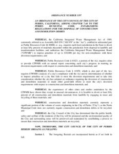 ORDINANCE NUMBER 1197 AN ORDINANCE OF THE CITY COUNCIL OF THE CITY OF PERRIS, CALIFORNIA, ADDING CHAPTER 7.44 TO THE PERRIS MUNICIPAL CODE,
