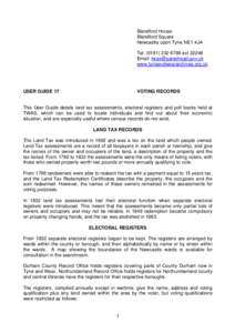 Blandford House Blandford Square Newcastle upon Tyne NE1 4JA Tel: (extEmail:  www.tyneandweararchives.org.uk