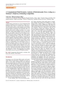 ©Journal of Sports Science and Medicine[removed], [removed]http://www.jssm.org Research article  A Computational Fluid Dynamics Analysis of Hydrodynamic Force Acting on a