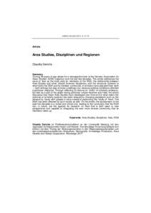 ASIEN 144 (Juli 2017), S. 12–22  Article Area Studies, Disziplinen und Regionen Claudia Derichs