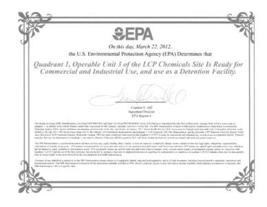 Ready for Reuse Determination - Quadrant 1, Operable Unit 3 LCP Chemicals Superfund Site