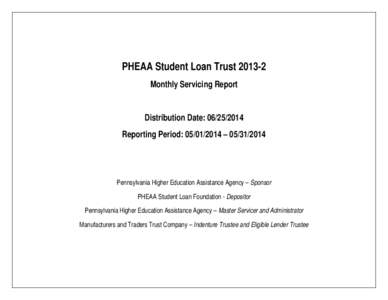 PHEAA Student Loan Trust[removed]Monthly Servicing Report Distribution Date: [removed]Reporting Period: [removed] – [removed]Pennsylvania Higher Education Assistance Agency – Sponsor