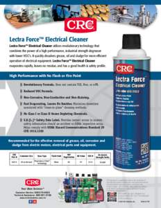 Lectra Force™ Electrical Cleaner Lectra Force™ Electrical Cleaner utilizes revolutionary technology that combines the power of a high performance, industrial strength degreaser with lower VOC’s. It quickly dissolve