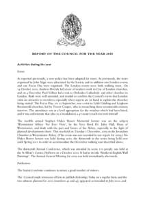 REPORT OF THE COUNCIL FOR THE YEAR 2001
