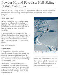 Hans Gmoser / Recreation / Great Canadian Heliskiing / Outdoor recreation / Mica Heliskiing Guides / Heliskiing / Skiing / Mountain guide