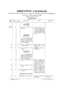 EXECUTIVE CALENDAR PREPARED UNDER THE DIRECTION OF FELTON M. JOHNSTON, SECRETARY OF THE SENAT.l!: BY LARRY M.