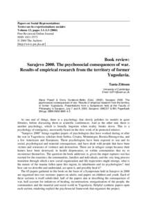 Papers on Social Representations Textes sur les représentations sociales Volume 13, pagesPeer Reviewed Online Journal ISSN © 2004 The Authors