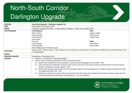 North-South Corridor Darlington Upgrade MEETING DATE VENUE IN ATTENDANCE