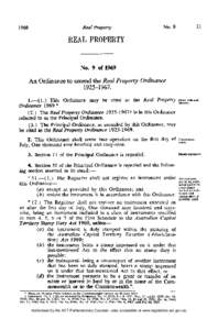 REAL PROPERTY  No. 9 of 1969 An Ordinance to amend the Real Property Ordinance[removed].