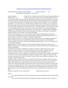 Southern Campaign American Revolution Pension Statements & Rosters Pension Application of Robert Coleman W8620 Catharine Coleman Transcribed and annotated by C. Leon Harris  VA