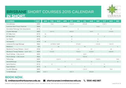 Endeavour Short Courses Calendar 2015.indd