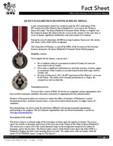 Queen Elizabeth II Diamond Jubilee Medal Fact Sheet
