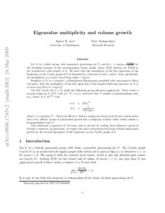 arXiv:0806.1745v2 [math.MG] 26 MarEigenvalue multiplicity and volume growth James R. Lee∗  Yury Makarychev