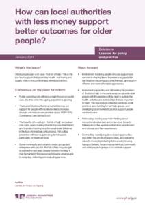 How can local authorities with less money support better outcomes for older people?