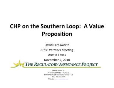 CHP on the Southern Loop: A Value Proposition