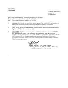 United States Coast Guard COMDTPUB P16700.4 NVIC[removed]October 1994 NAVIGATION AND VESSEL INSPECTION CIRCULAR NO. 8-94