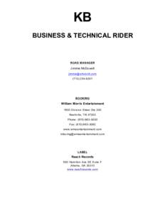 KB BUSINESS & TECHNICAL RIDER ROAD MANAGER  Jimmie McDowell