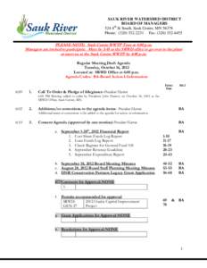 SAUK RIVER WATERSHED DISTRICT BOARD OF MANAGERS 524 4th St South, Sauk Centre, MNPhone: (Fax: (Visit us online at: www.srwdmn.org