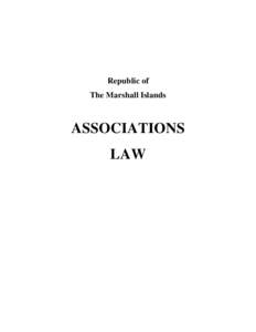Republic of The Marshall Islands ASSOCIATIONS LAW