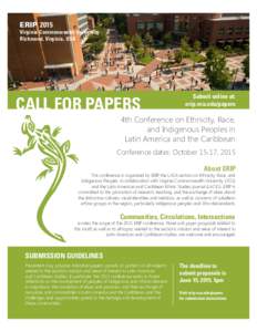 ERIPVirginia Commonwealth University Richmond, Virginia, USA  CALL FOR PAPERS