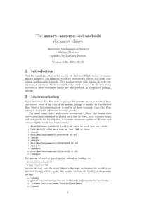 The amsart, amsproc, and amsbook document classes American Mathematical Society Michael Downes updated by Barbara Beeton Version 2.20, 