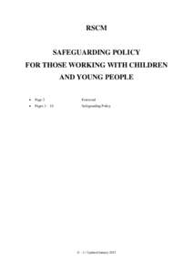 RSCM  SAFEGUARDING POLICY FOR THOSE WORKING WITH CHILDREN AND YOUNG PEOPLE 