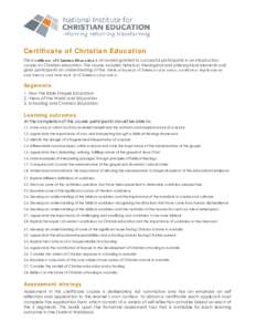 Certificate of Christian Education