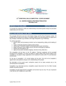 13  TH TERRITORIAL SKILLS COMPETITION – SCOPE DOCUMENT 40 – GRAPHIC DESIGN & PRE-PRESS PRODUCTION