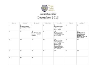 Events Calendar  December 2013 SUNDAY  1