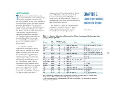 INTRODUCTION  nitrogen oxide (NOx) pollutants for the United States (EPA 2008), although the standard has not yet been implemented (Pardo and others 2011b). At a smaller scale, land and air