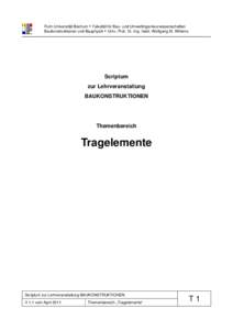 Ruhr-Universität Bochum  Fakultät für Bau- und Umweltingenieurwissenschaften Baukonstruktionen und Bauphysik  Univ.-Prof. Dr.-Ing. habil. Wolfgang M. Willems