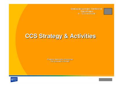 GeoCapacity project Conference Copenhagen 21 – 22 October 2009 CCS Strategy & Activities