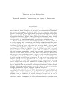 Bayesian models of cognition Thomas L. Griffiths, Charles Kemp and Joshua B. Tenenbaum