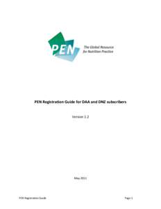 PEN Registration Guide for DAA and DNZ subscribers  Version 1.2 May 2011