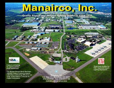Manairco, Inc. Quality Airport and Heliport lighting products since 1955 Federal contracting for women-owned small businesses.