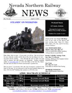Nevada Northern Railway  NEWS Ely, Nevada  April 17, 2014