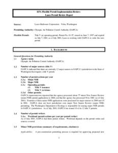 EPA Flexible Permit Implementation Review: Lasco Permit Review Report Source:  Lasco Bathware Corporation - Yelm, Washington
