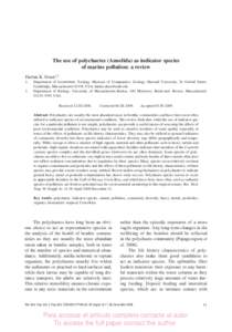 Protostome / Indicator species / Capitella capitata / Marine pollution / Polychaetes / Measurement of biodiversity / Annelid