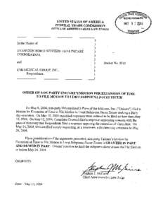 EVANSTON NORTHWESTERN HEALTH CARE CORPORATION: Order on Non-Party Unicar's Motion for Extension of Time to File Motion to Limit Subpoena Duces Tecum