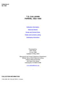 T.D. CALLAHAN PAPERS, [removed]